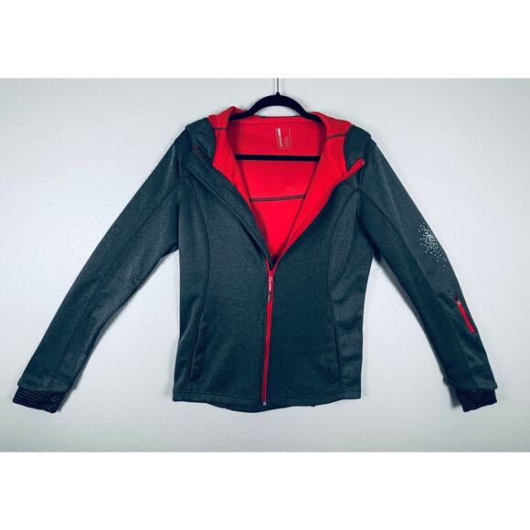 Mondetta Activewear Jacket with Hood Size Large Hobo Sleeve Full Zip Gray Yoga - Picture 1 of 10